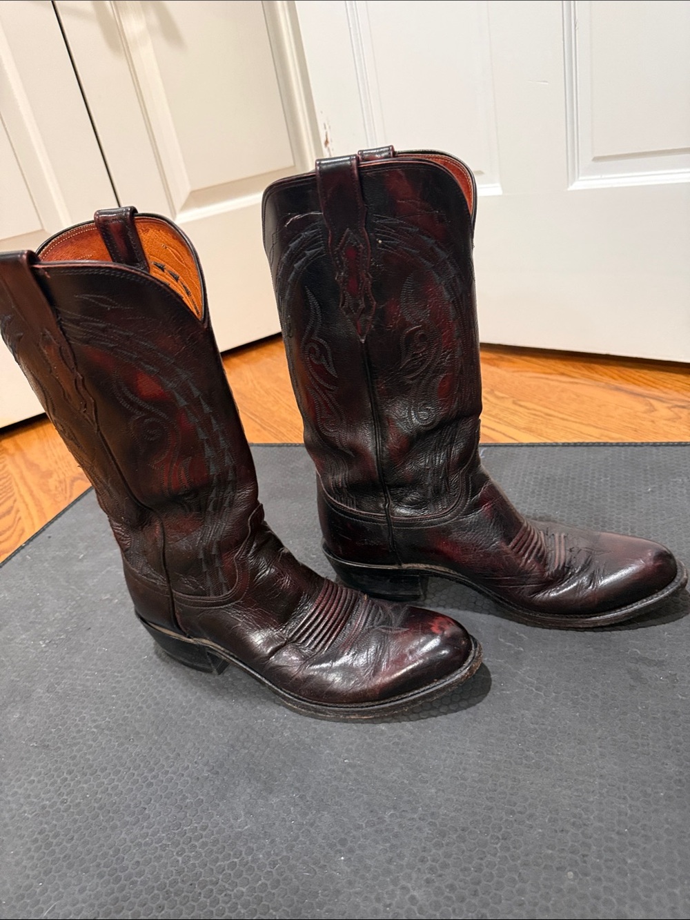 Lucchese 1883 Black Cherry Leather Western Cowboy Boots size 9